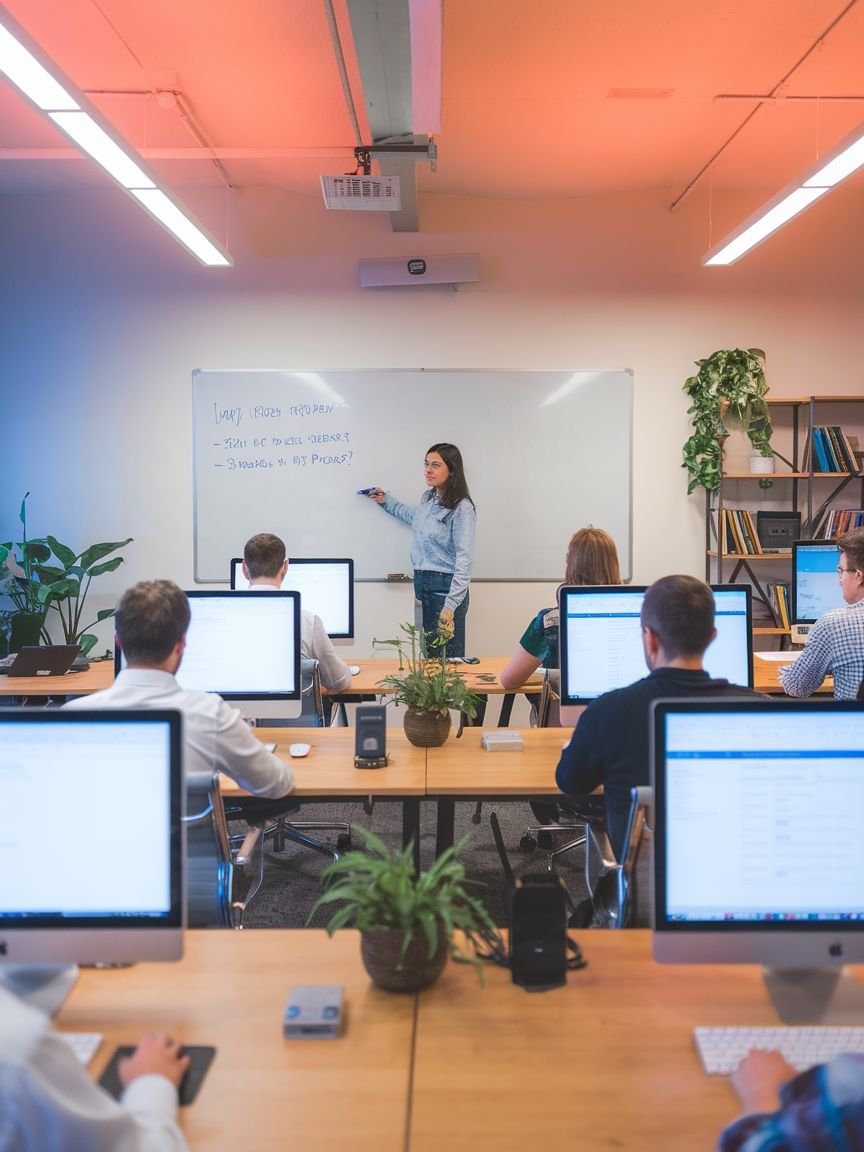 Persona diseñando un curso en una pizarra con post-its