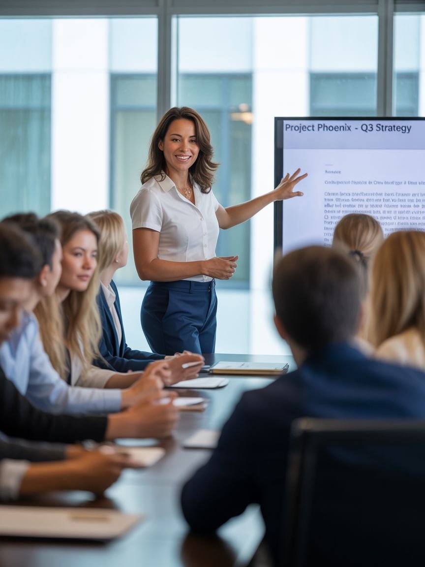 Líder de capacitación formando a su equipo de ventas